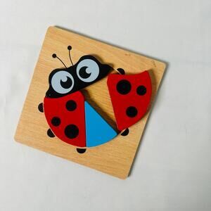 Vintage Small Ladybug Chunky Wooden Puzzle